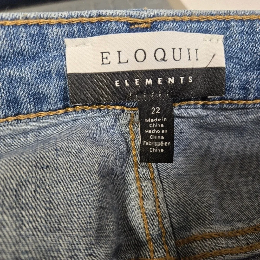 Eloquii Elements Womens‎ 22 Distressed Straight Leg Jeans NWT
